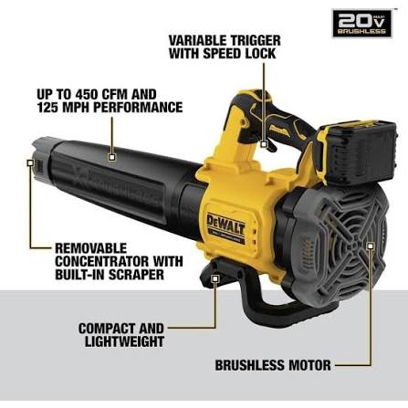 DEWALT 20V MAX* XR Leaf Blower, 125-MPH, 450-CFM (TOOL ONLY)