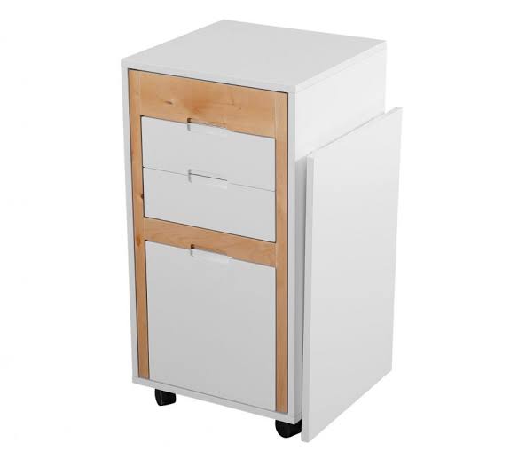 Office desk and cabinet. Compact, sturdy, collapsible.